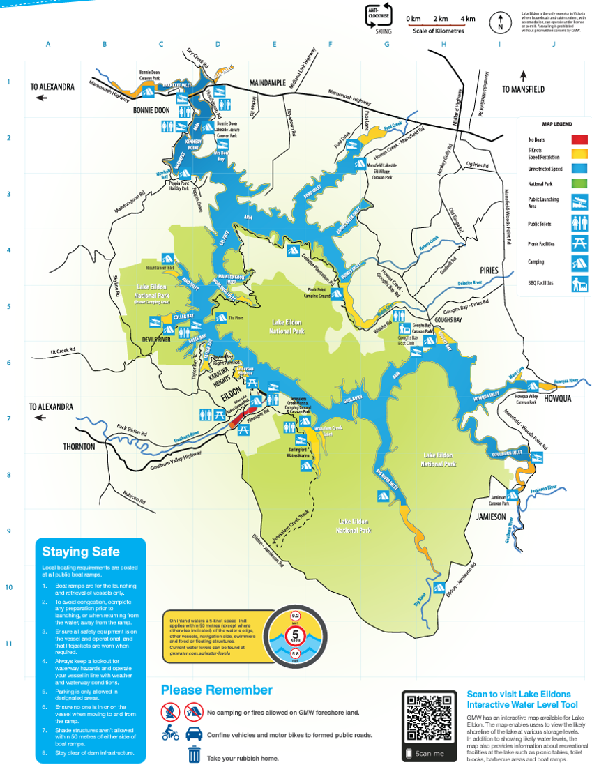 Detailed map of the facilities at Lake Eildon