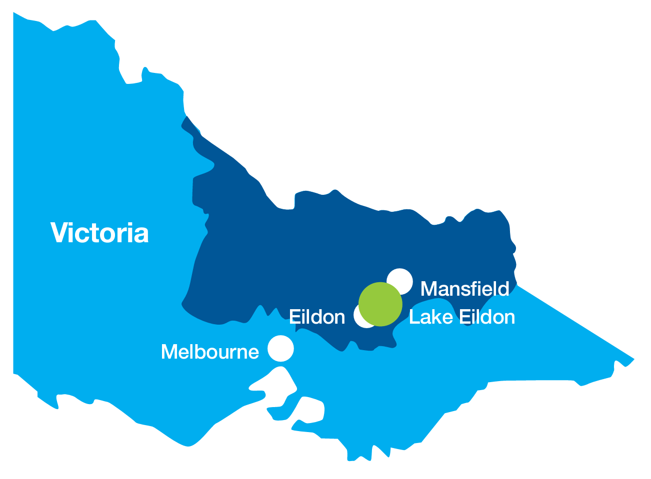 Lake Eildon location in map of Victoria
