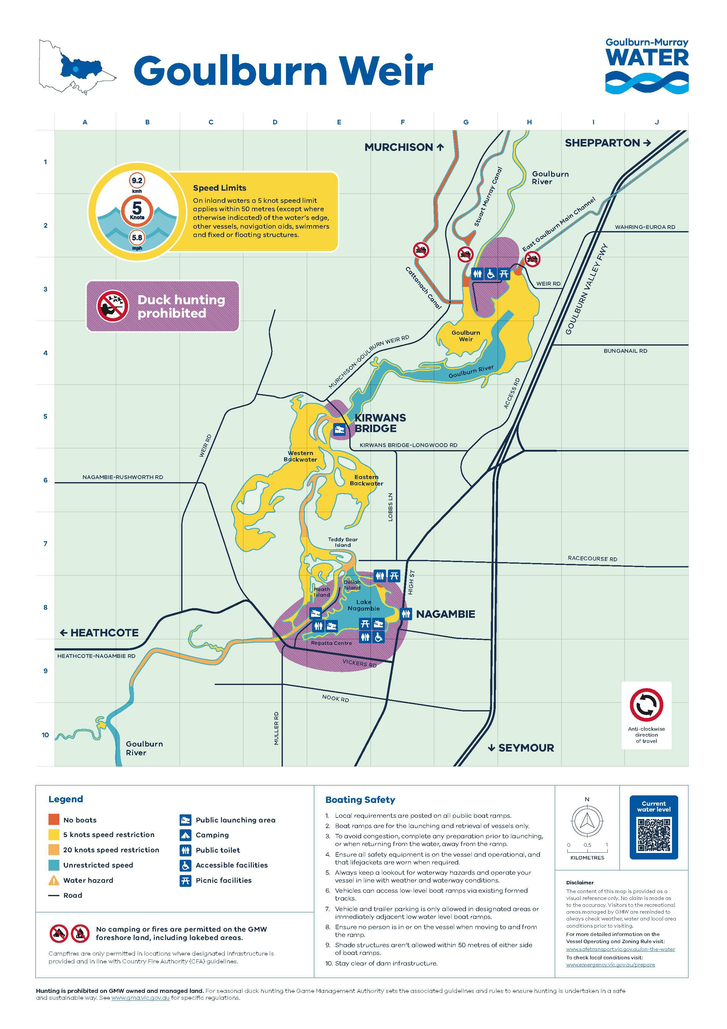 map - duck hunting Goulburn Weir