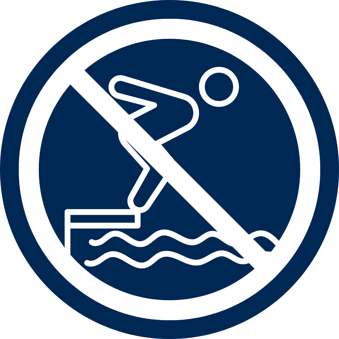 ICON -  Never jump or dive from dam walls or ledges