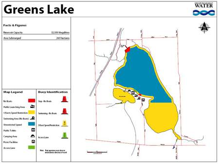 Map of Greens Lake, link opens in a new window