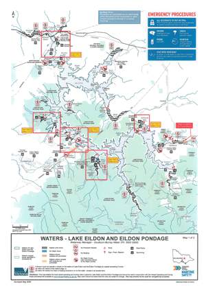 Map of boating and camping facilities at Lake Eildon