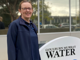 Photo of Engineer Fiona Nioa. GMW Asset Planning Manager in Water Storage Services standing outside the Tatura office.