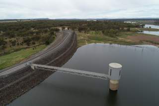 An aerial image of Lake Eppalock