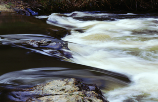 Water flowing over rocks