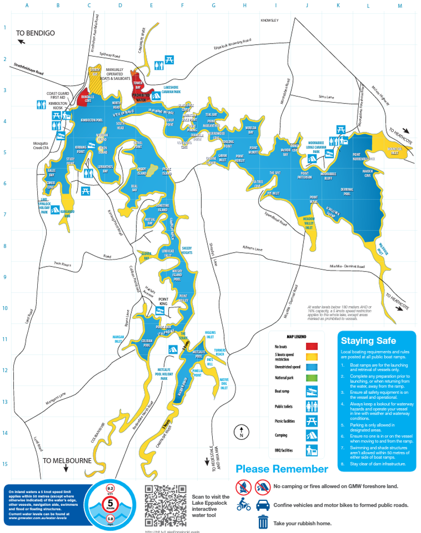 Detailed map of the facilities at Lake Eppalock