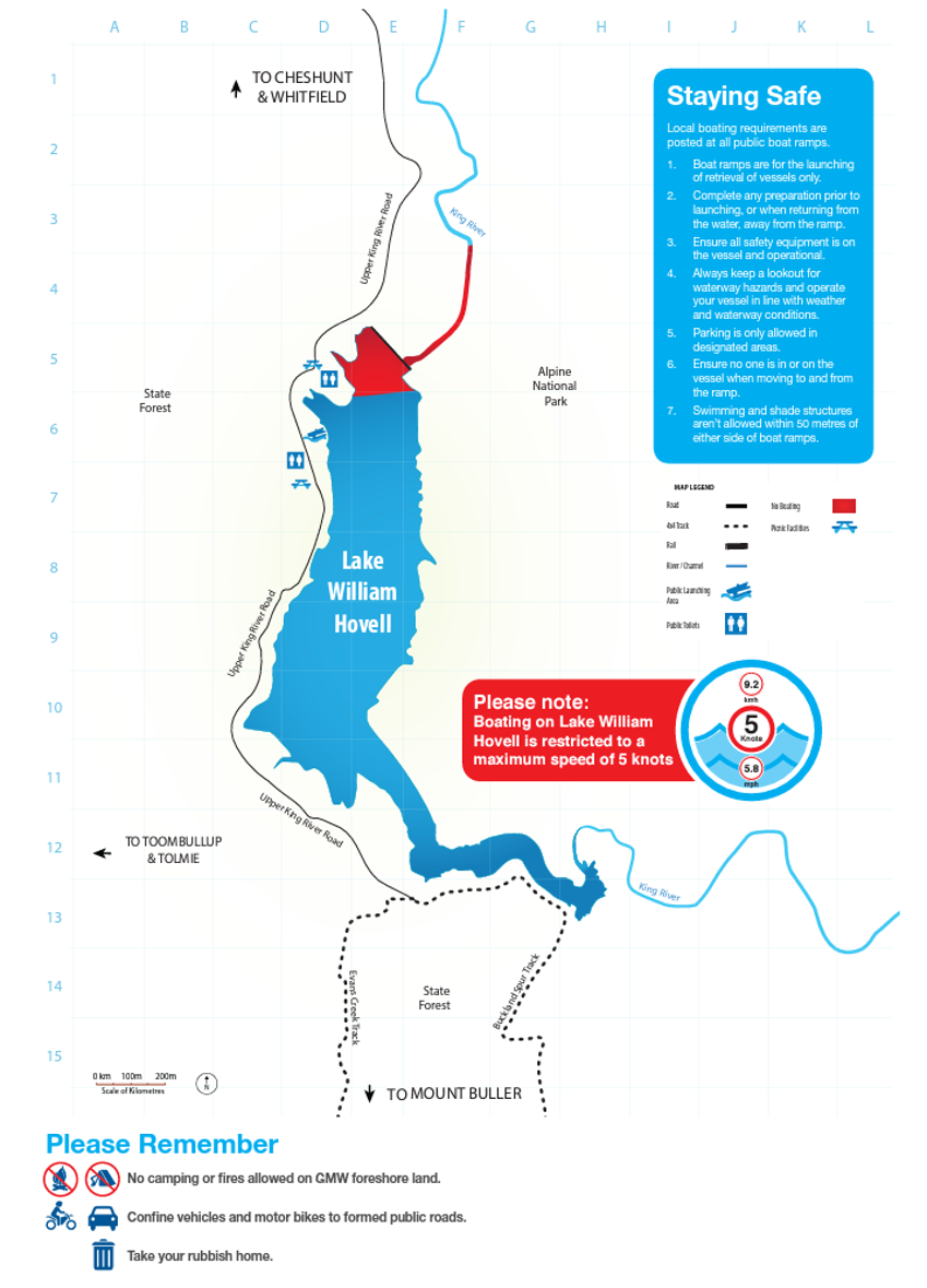 Detailed map of the facilities at Lake William Hovell