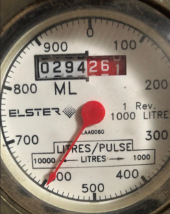 Water meter measured in megalitres