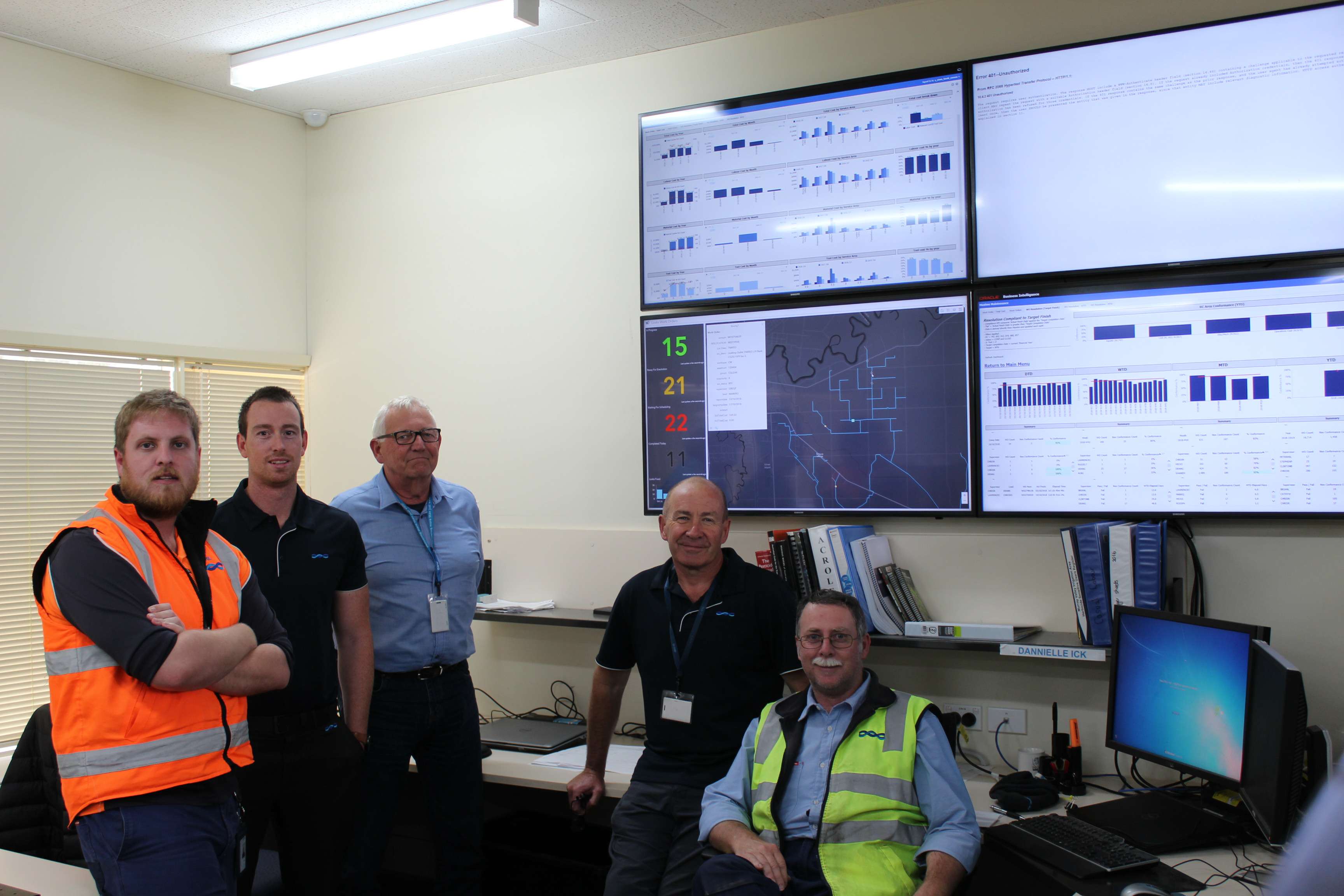Data helping to find new efficiencies and cost savings Maintenance planners Phil Adornato, Ty Guiney, Steven Nikolic, Peter Watkins and Paul Sly