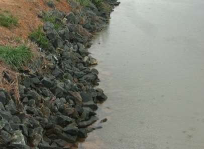 Rock lining along Central Goulburn No. 9 channel