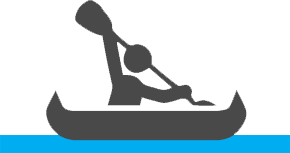 Stick figure in a kayak